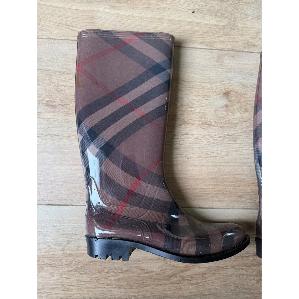 Burberry Rain Boots Womens Brown House Check Tall